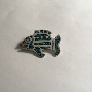 Sterling silver and turquoise brooch